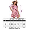 Coolmee Women Plus Size Casual Boho Floral Short Sleeve V Neck Single Breasted Ruffle Mini Dress With Pocket - 4 of 4