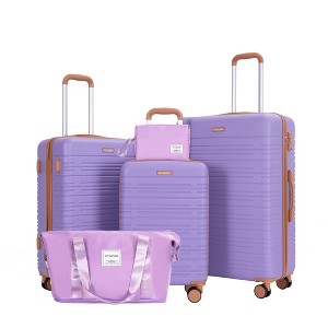 ORRD 5-Piece Luggage Set ABS Hardshell with TSA Lock & Travel Bag, Spinner Wheel Suitcase Set (20”24”28”) in Gray, Complete Travel System - 1 of 4