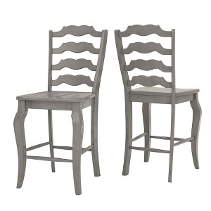South Hill French Ladder Back 24 in. Counter Chair (Set of 2) Gray - Inspire Q
