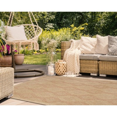 Terracotta Geometric Flat Woven Indoor/Outdoor Rug 3'3" x 4'11"