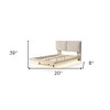 HomeRoots Beige Tufted Upholstered Full Bed Frame With LED Lighting And USB - 3 of 4