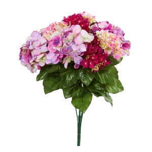Nearly Natural 19-in Hydrangea Artificial Plant (Set of 3), Beauty - 1 of 2
