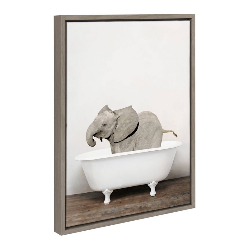 18" x 24" Sylvie Baby Elephant in The Tub Color Frame Canvas by Amy Peterson - Kate & Laurel All Things Decor, 3 of 9