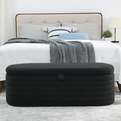 45"Teddy Upholstered Storage Benches,Storage Stool Ottoman,Fabric Storage Benches,Entryway Shoe Bench With Storage,Bench End Of Bed-Cuddlewood