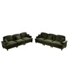 Classic Chenille Sleeper Sofa Couch with Flared Arms, Removable Skirt & 3 Ottomans - 3 of 4