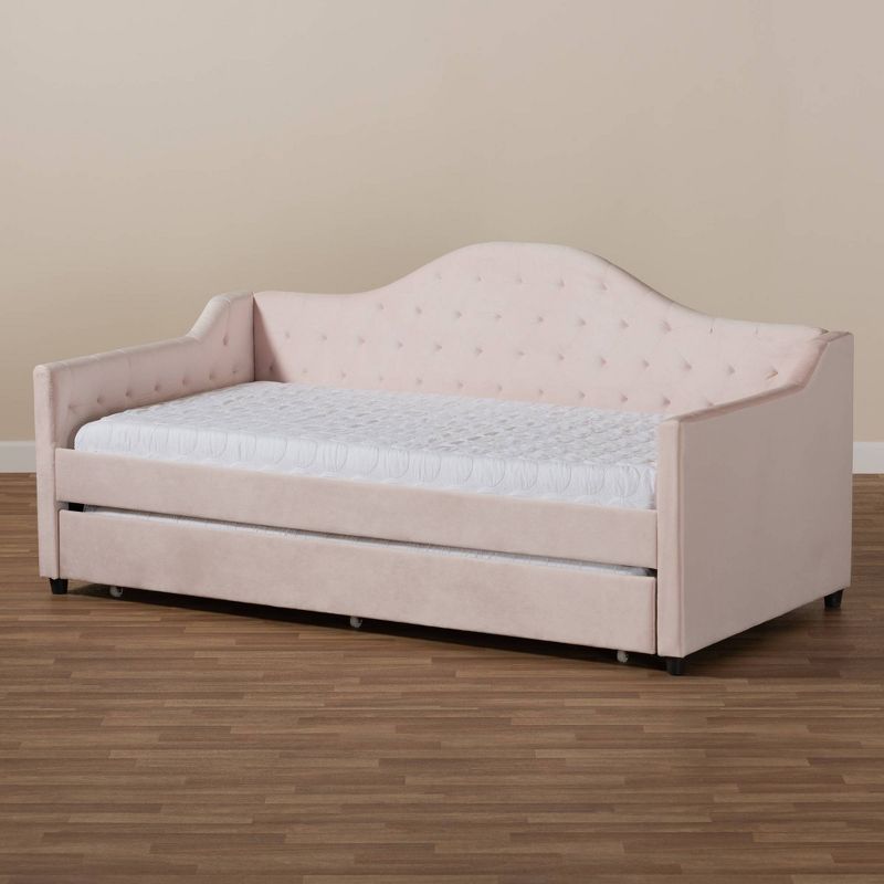 Perry Velvet Daybed with Trundle - Baxton Studio, 4 of 12