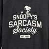 Women's - Peanuts - Snoopy Sarcasm Society Lightweight French Terry Wide Neck Long Sleeve Shirt - 2 of 4