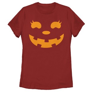 Women's CHIN UP Halloween Jack o' Lantern Face T-Shirt - 1 of 4