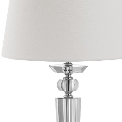 Elegant Crystal Candlestick Table Lamp Set with White Cotton Shade
