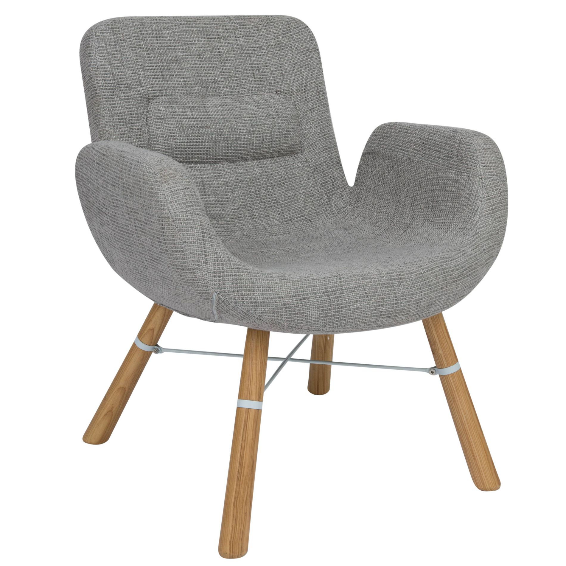 LeisureMod Milwood Contemporary Ergonomic Accent Chair with Wooden Dowel Legs Gray