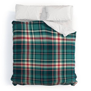 King Avenie Winter Plaid 1 Polyester Comforter + Pillow Shams Blue - Deny Designs: Cozy Abstract Bedding Set, Machine Washable - 1 of 4