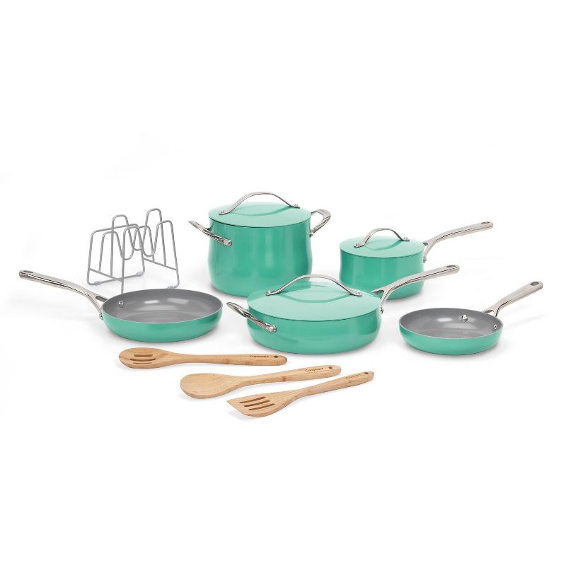 Cuisinart Culinary Collection 12pc Ceramic Cookware Set Teal Green, 3 of 6