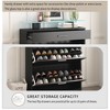 2-Drawer Glass Top Shoe Cabinet, Slender Entryway Organizer with LED Light, Tipping Bucket Rack for Hallway - 2 of 3