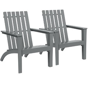 Costway Outdoor Wooden Adirondack Chair Patio Lounge Chair w/ Armrest - 1 of 4