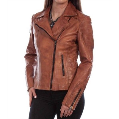 Women's Wo's Sanded Leather Motorcycle Style Jacket - Scully