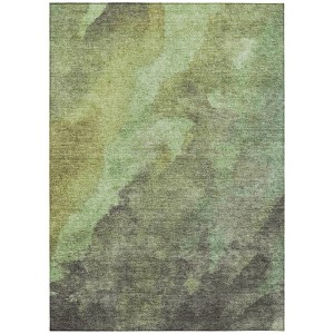 Green And Charcoal Abstract Washable Indoor Outdoor Area Rug - 1 of 4