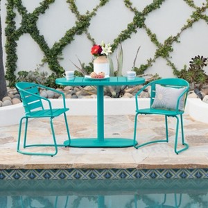 Christopher Knight Home Porto Outdoor Modern 3 Piece Iron Oval Table Bistro Set - 1 of 4