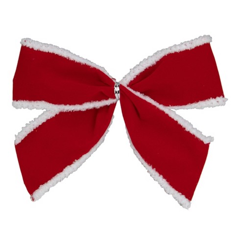 Northlight Pack Of 6 Red Velveteen Bows With White Edges Christmas Decorations 5 Target