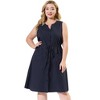Agnes Orinda Women's Plus Size Elegant Tie Waist Sleeveless Drawstring Work A Line Dresses - 4 of 4