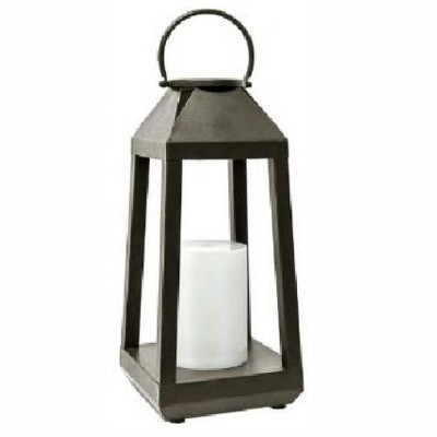 Cedar Hill Black Solar Flickering Flame Lantern