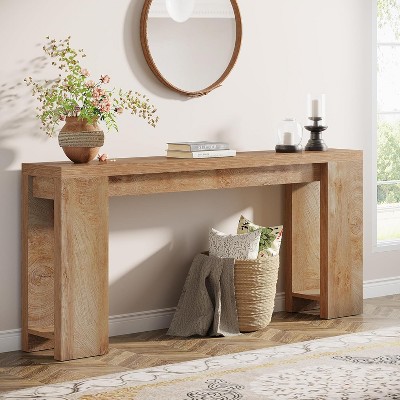 HDZNVF 70.9in Extra Long Farmhouse Console Table Narrow Wood Entryway Sofa Table Behind Couch