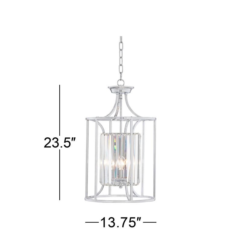 Possini Euro Design Soraya Chrome Pendant Chandelier 13 3/4" Wide Modern Cage Clear Crystal Element 3-Light Fixture for Dining Room Kitchen Island, 4 of 10