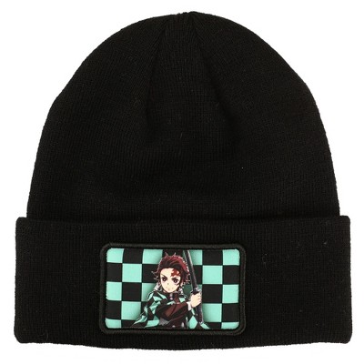 Demon Slayer Anime Character Embroidered Art Black Cuffed Beanie