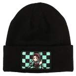 Demon Slayer Character Embroidered Plain Black Cuffed Knitted Winter beanie Hat