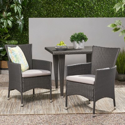 SKRAN Outdoor Wicker Dining Chairsset with tubular stainless steel of legs,for reception rooms, living and lounge areas, Grey(Set of 2)