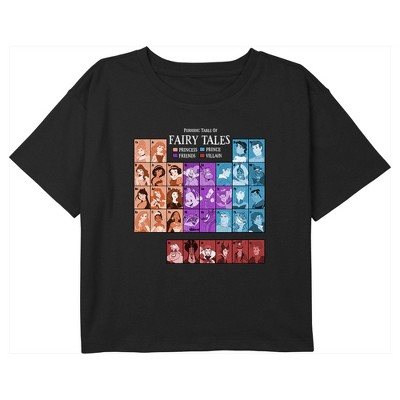 Girl's Disney Periodic Table Of Fairy Tales Crop T-shirt - Black - X ...