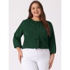 Agnes Orinda Women's Plus Size Stylish Tie Neck 3/4 Ruffle Sleeves Work Office Blouses - 2 of 4