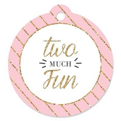 Big Dot of Happiness Two Much Fun - Girl - 2nd Birthday Party Favor Gift Tags (Set of 20)