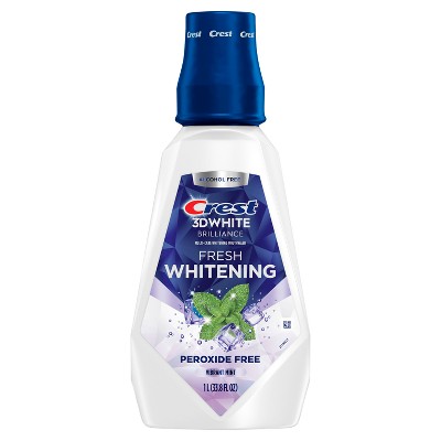 Crest 3D White Brilliance Alcohol Free Whitening Mouthwash, Clean Mint - 33.8 fl oz