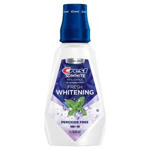 Crest 3D White Brilliance Alcohol Free Whitening Mouthwash, Clean Mint - 33.8 fl oz - 1 of 4