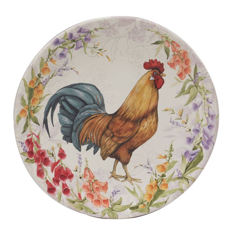 Set of 4 Floral Rooster Assorted Salad/Dining Plates - Certified International, 6 of 8