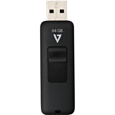 V7 64gb Usb 2.0 Flash Drive - With Retractable Usb Connector 64 Gb - Usb 2.0 15 Mb/s Read Speed - 5.50 Mb/s Write Speed - Black - 5 Year Warranty Target