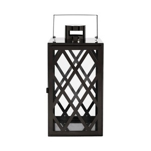 Christopher Knight Home 14"x7" Stainless Steel Ashuelot Lantern: Modern Tempered Glass Patio Decor - 1 of 4