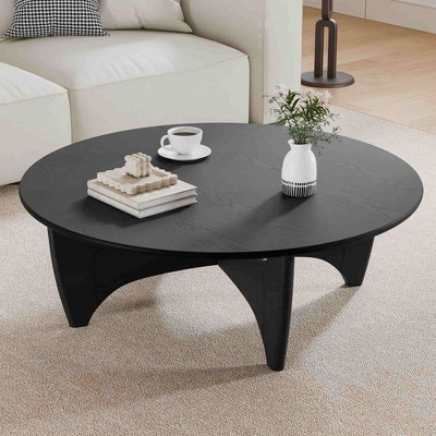 Lirago Round Wood Coffee Table with Batman Crossed Legs 38*38 Black