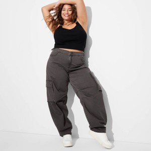 Women's Mid-Rise Barrel Cargo Pants - Wild Fable™ - 1 of 3