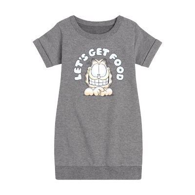 - Garfield - Lets Get Food Graphic Short Sleeve Fleece Dress