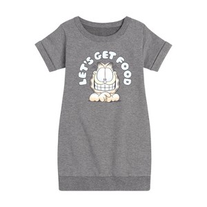 - Garfield - Lets Get Food Graphic Short Sleeve Fleece Dress - 1 of 3