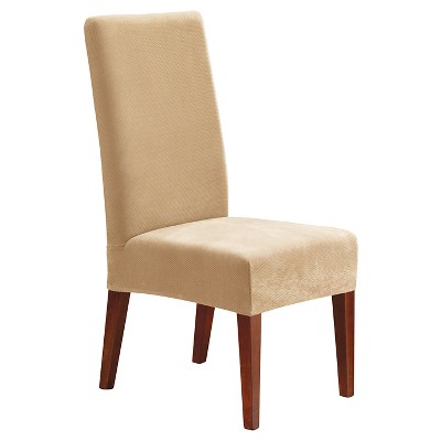Stretch Pinpoint Short Dining Room Chair Cream - Sure Fit