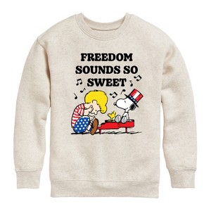 Boys' - Peanuts - Freedom Sounds So Sweet Graphic Long Sleeve Fleece Sweatshirt - 1 of 4