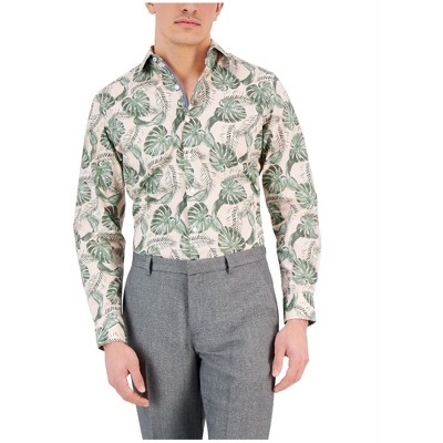 bar III Mens Botanical Print Button Up Shirt