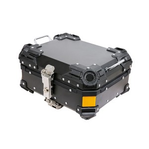Motorcycle Top Case 28L, Universal Aluminum Motorcycle Tail Box with Anti-Theft Lock System & Handle, Storage Carrier Case with Bracket - 1 of 4