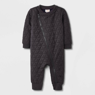 Baby Quilted Moto Romper - Cat & Jack™ Gray 3-6M