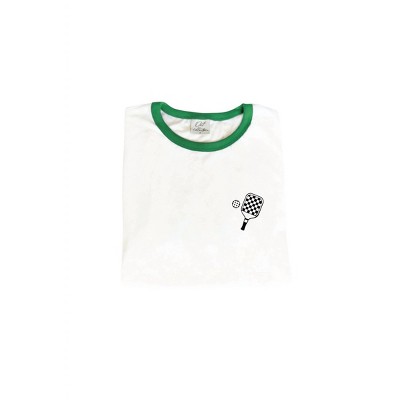 Women's Wo's Pickle Baller Ringer Front and Back Graphic Top - OAT COLLECTIVE