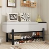 KWPZQEB Shoe Bench with Storage, Upholstered Shoe Bench with Hidden Compartment & Wood Legs, Farmhouse Shoe Bench for Hallway, Living Room - 2 of 4