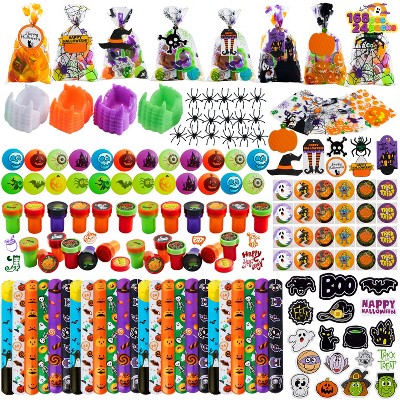 Joyfy 168 pcs Halloween Party Favors Set for Boys Girls, 24 Pack Goody Bags with Halloween Tags for Kids Trick or Treating,Birthday Party Supplies