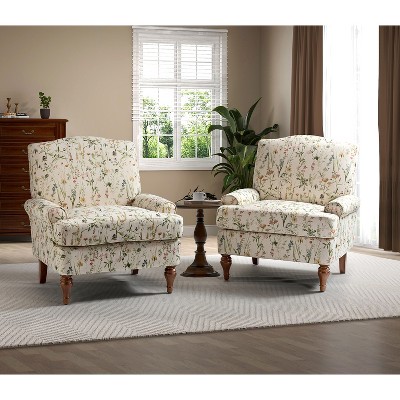Set of 2 Dani comfy Livingroom Armchair with Solid Wood Legs  | KARAT HOME